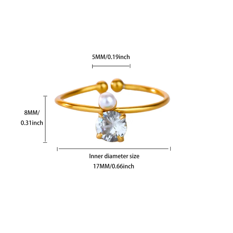 18K Gold Plated Pink Zircon Adjustable Ring 8