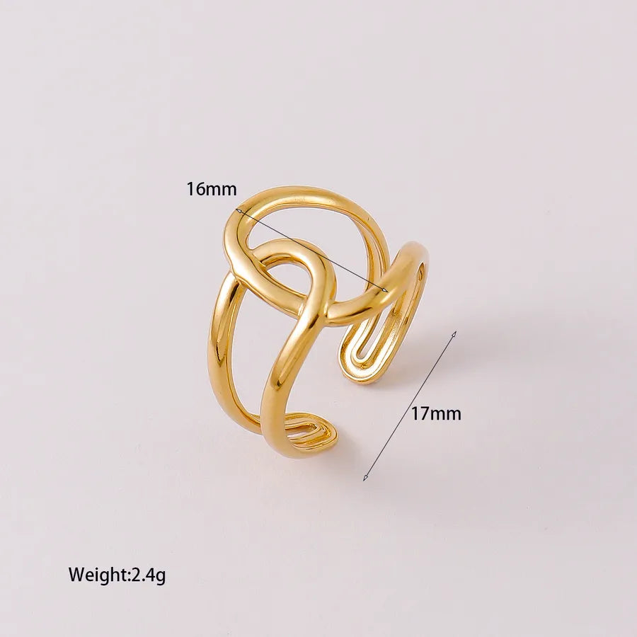 Geometric Open Ring in Gold Stainless Steel YM069F