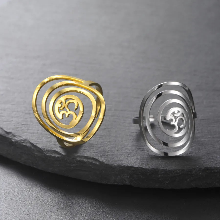Gold OM Symbol Open Ring – Stainless Steel
