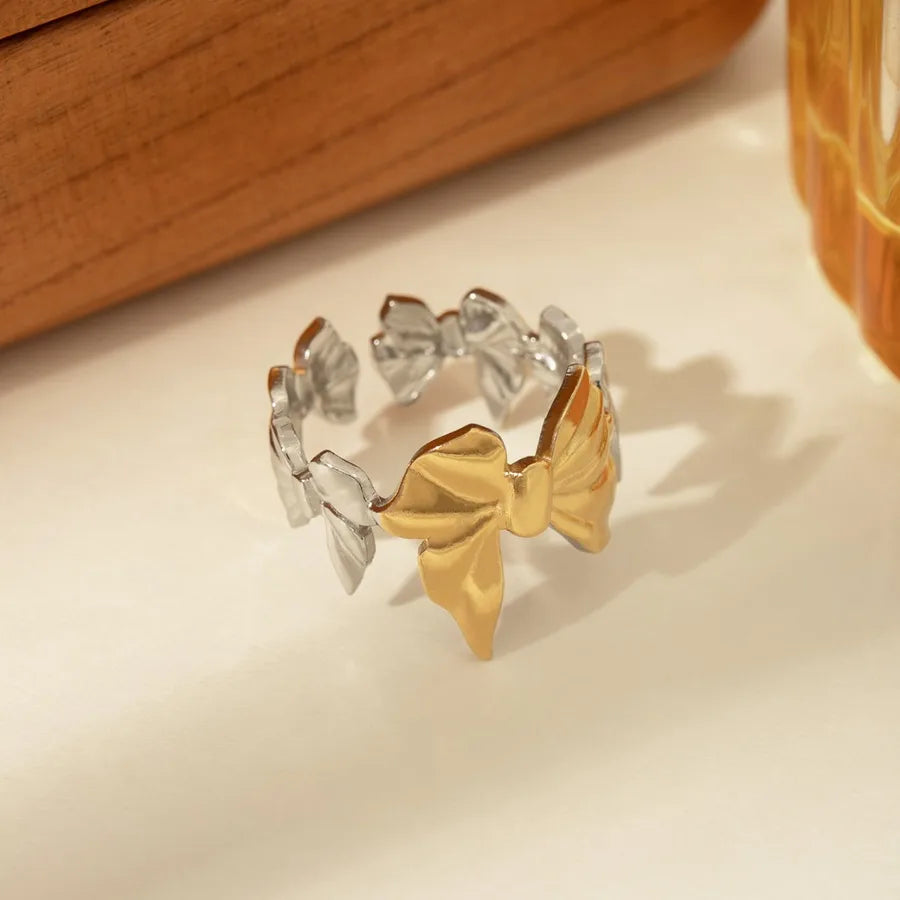 14K Gold Bow Knot Shell Open Ring