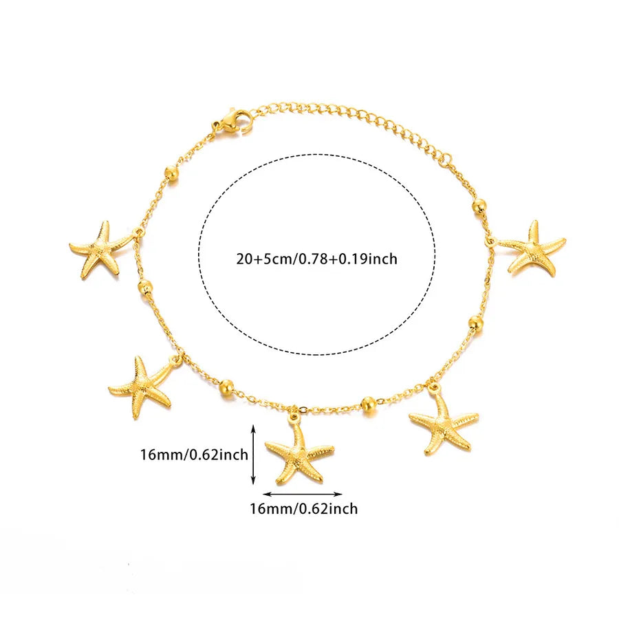 Gold Ocean Anklet with Dolphin & Starfish Charms 1