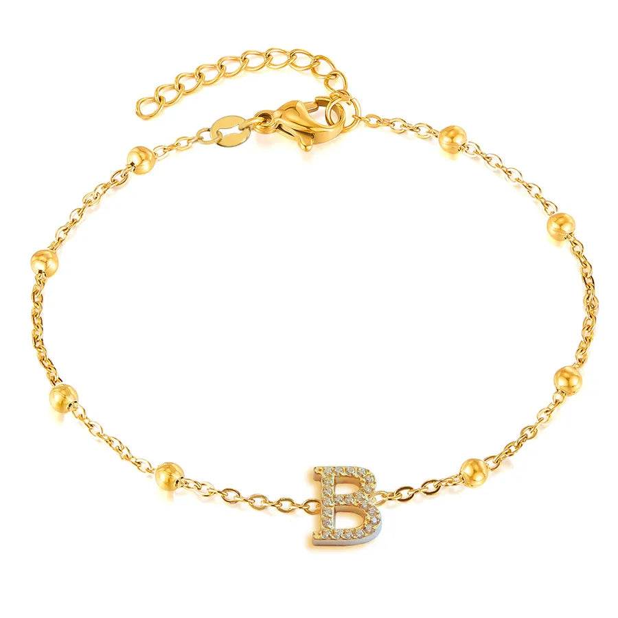Elegant Letter Bracelet in 304 Stainless Steel Gold Letter [B] Bracelet B0021BG
