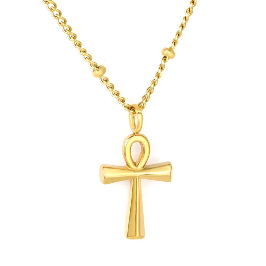 Gold Cross & Heart Stainless Steel Necklace