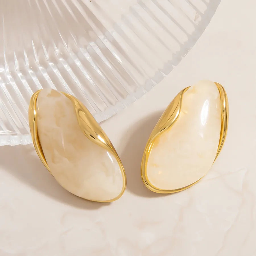 18K Gold Stainless Steel Pearl Stud Earrings