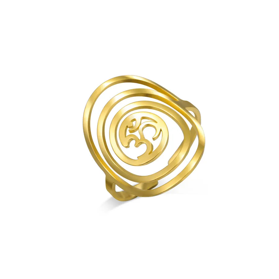 Gold OM Symbol Open Ring – Stainless Steel