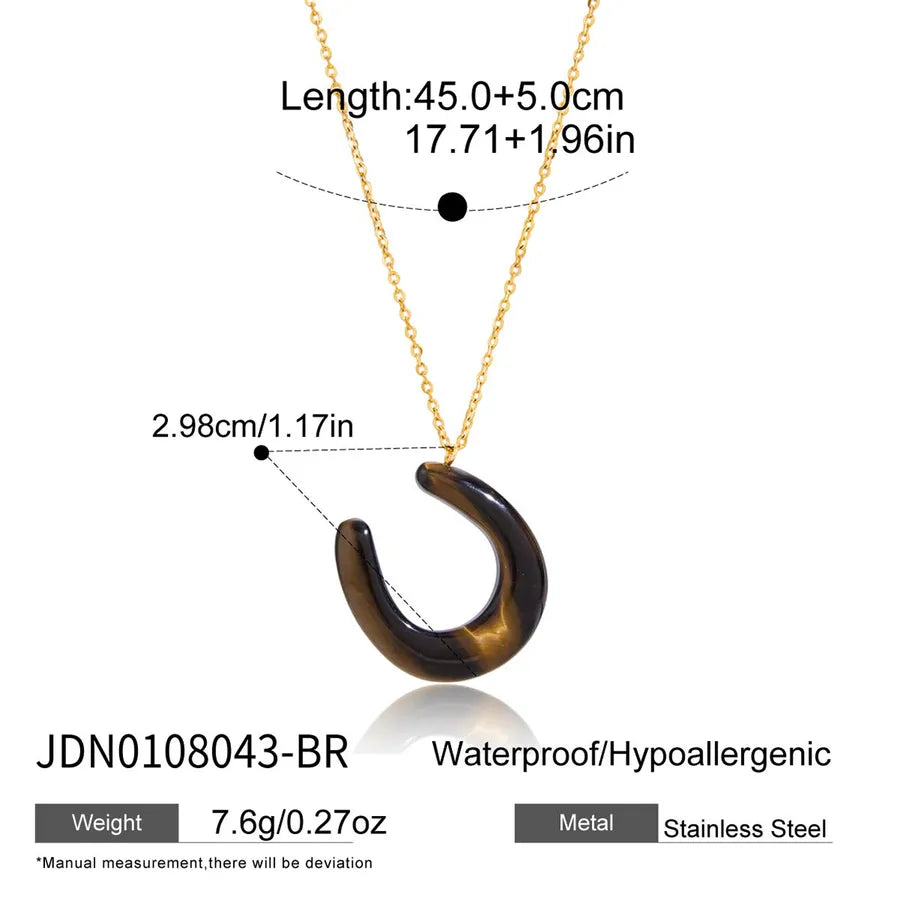 18K Gold PVD U-Shape Stainless Steel Necklace JDN0108043-BR