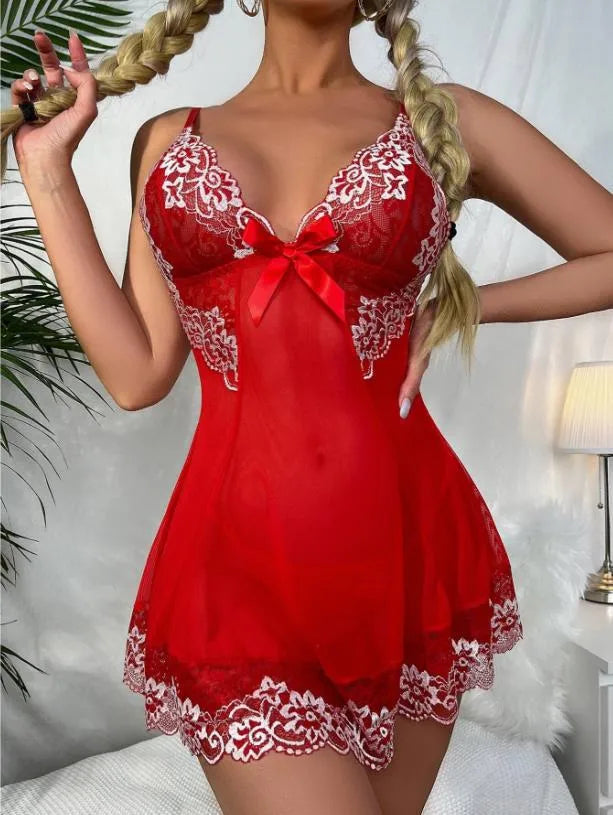 Women's Sexy Solid Color Lingerie Red