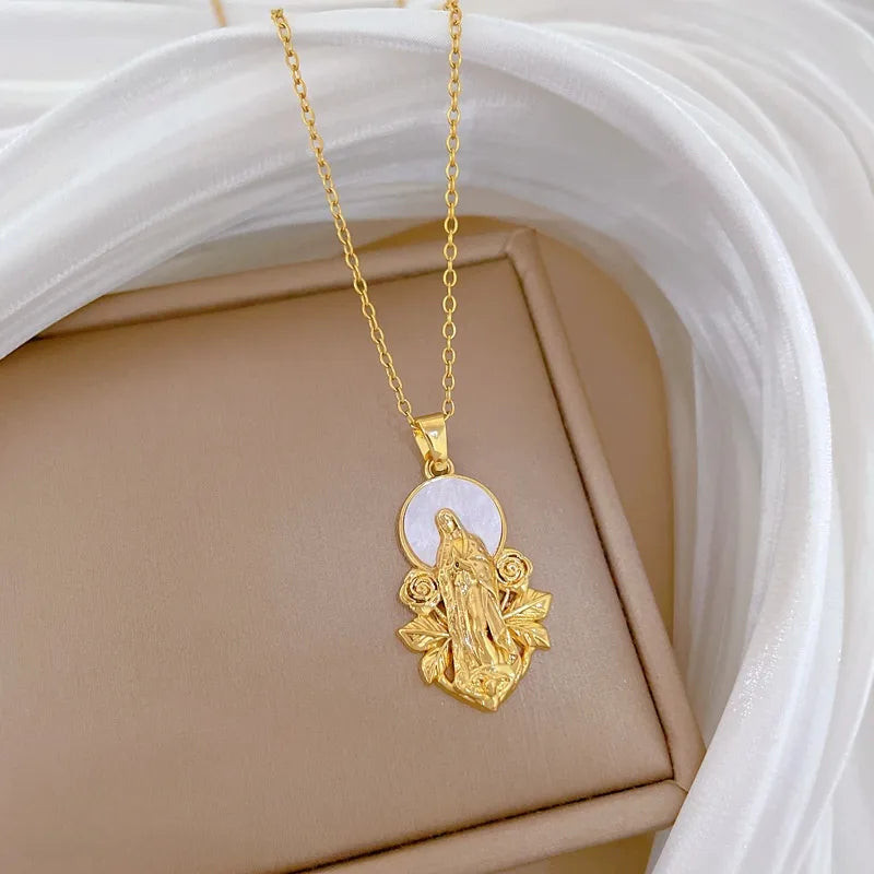 Gold Butterfly & Fish Choker Necklace G128 Titanium Steel Chain Copper Pendant