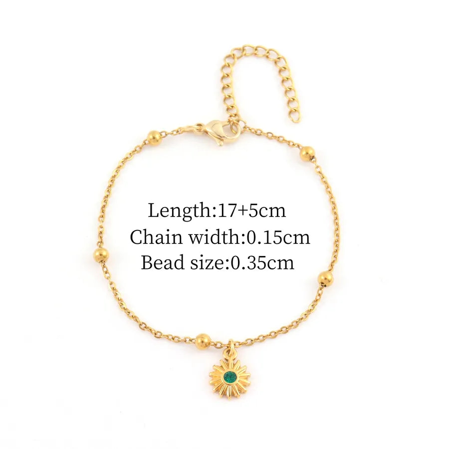 Gold Sun Pendant Stainless Steel Bracelet Gold Color10