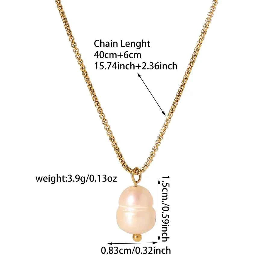 18K Gold Plated Pearl Pendant Necklace