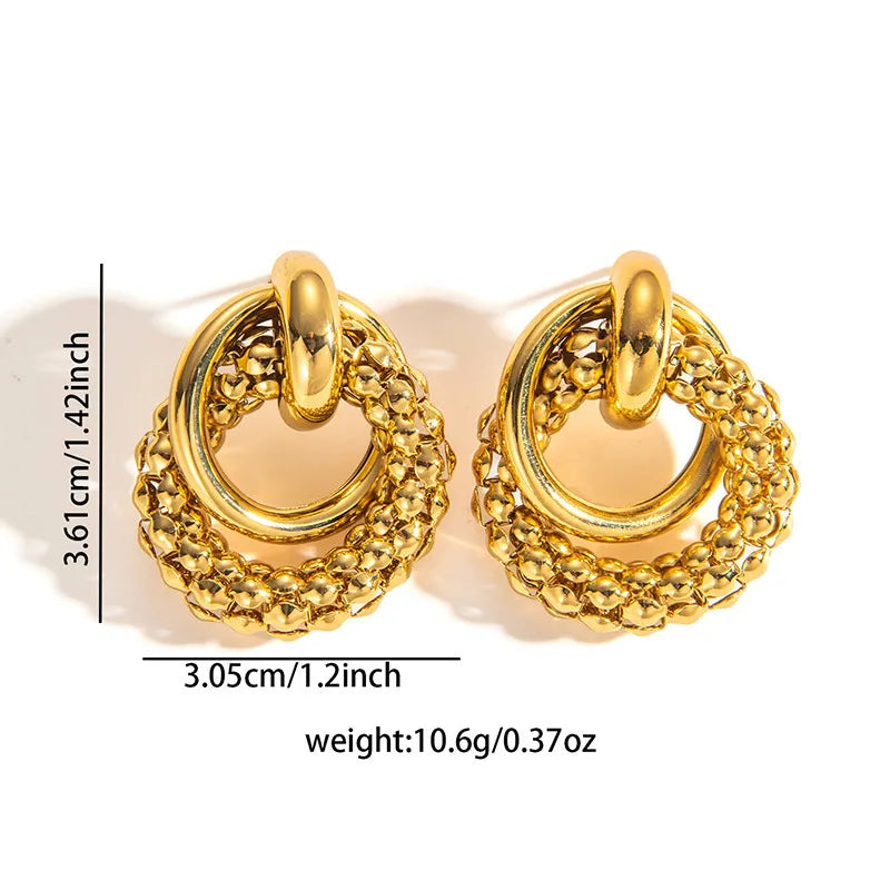 Retro Titanium Steel Hollow Earrings Twist Wrapped Titanium Steel Earrings 0841