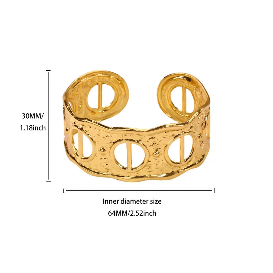 Gold Plated Geometric Wide Cuff Bracelet B2087G