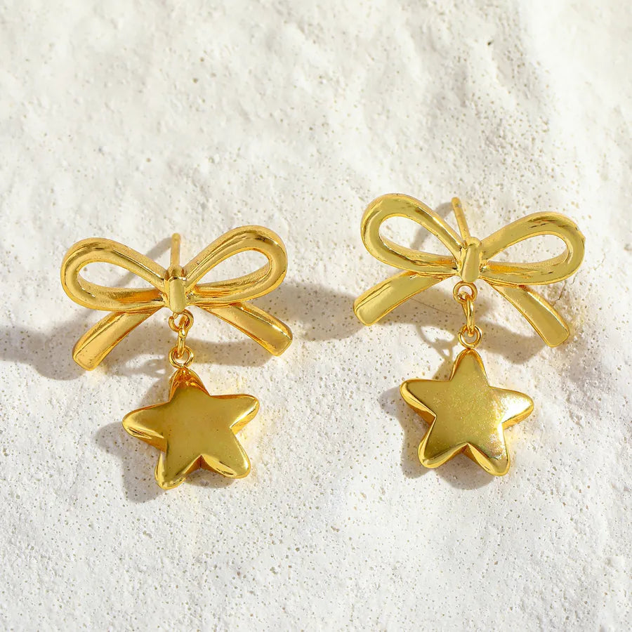 18K Gold Plated Butterfly Star Stud Earrings