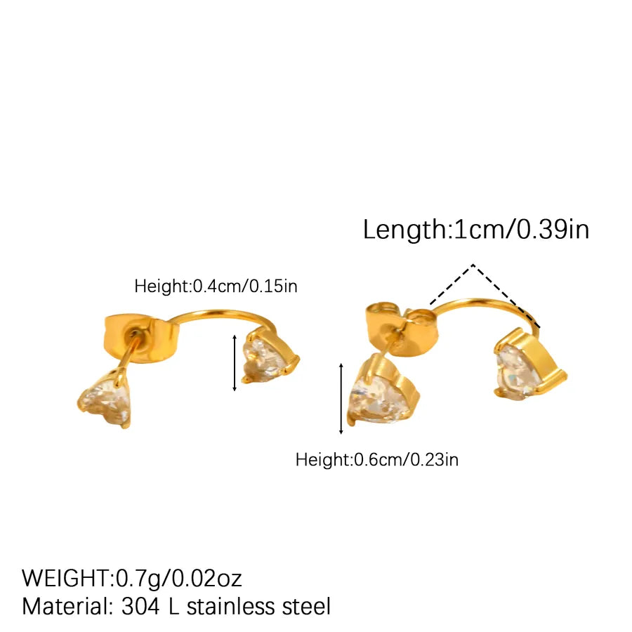 18K Gold Plated Heart & Drop Zircon Earrings
