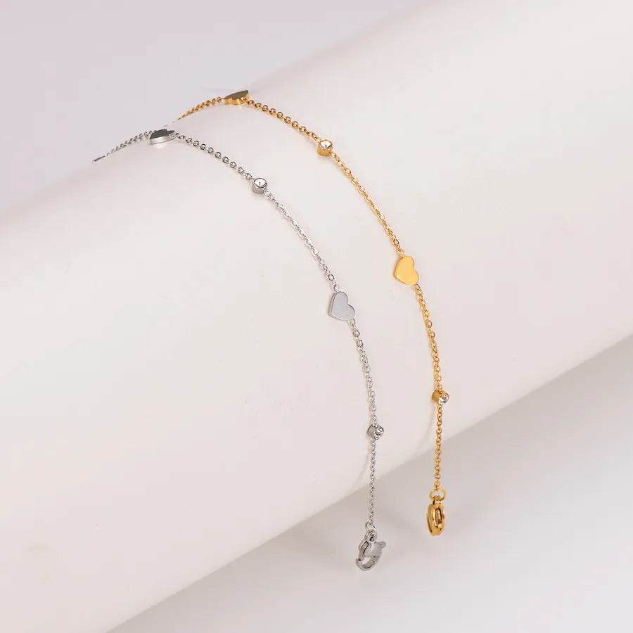 18K Gold Plated Three Heart Anklet