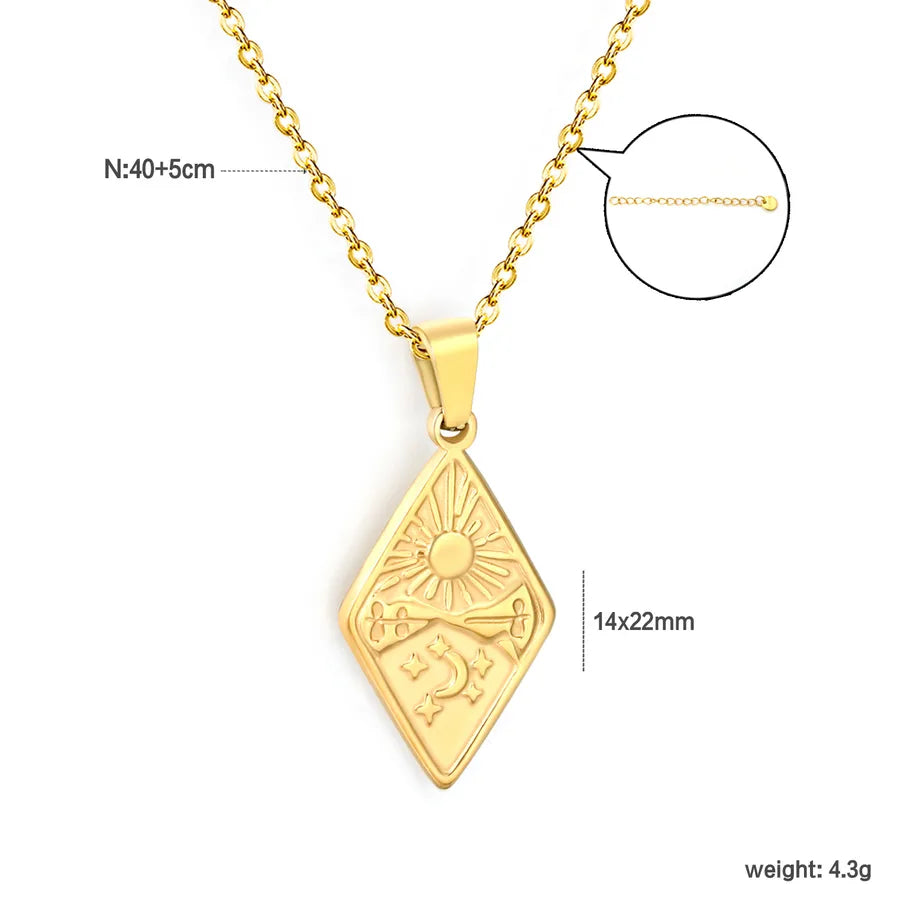 Sun & Moon Pendant Necklace – 18K Gold Stainless Steel NE2H0201G