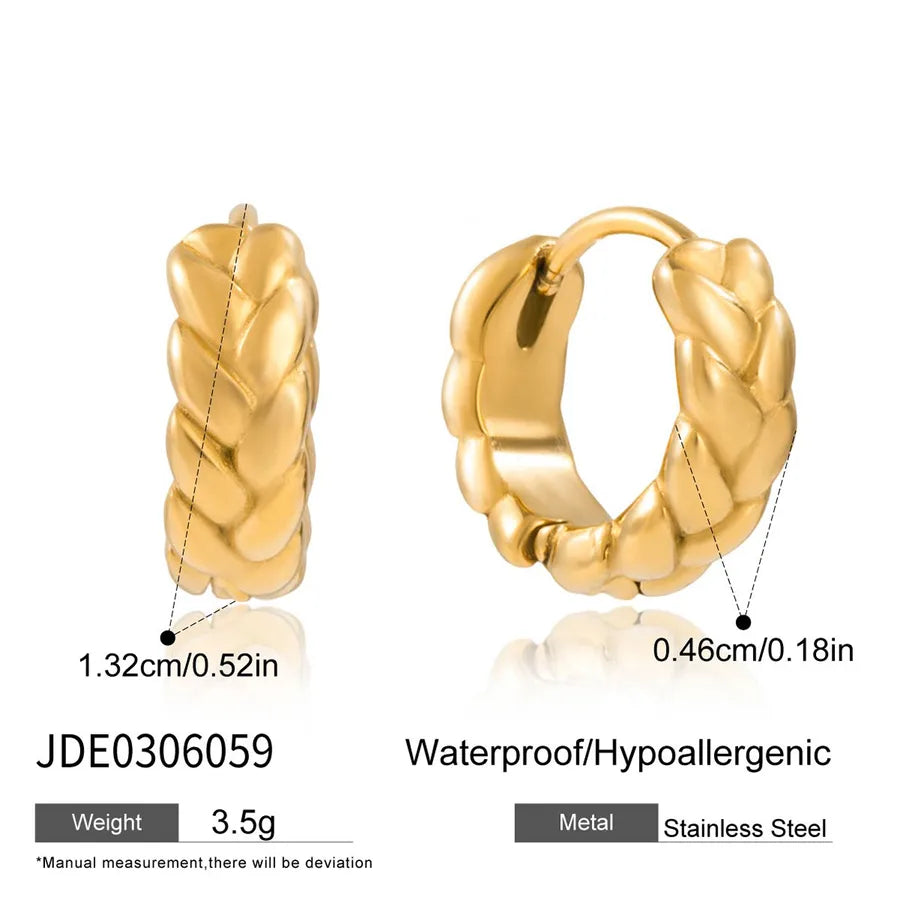 Women's 18K Gold Woven Stainless Steel Earrings JDE0306059