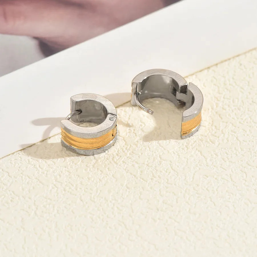 Unisex Gold Plated Stainless Steel Hoop Earrings