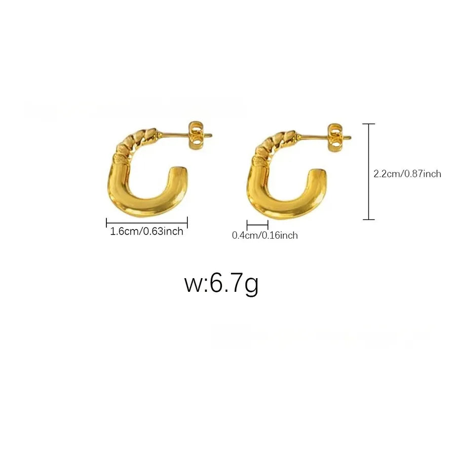 Elegant Gold Titanium Steel Hoop Earrings Gold Earrings 32