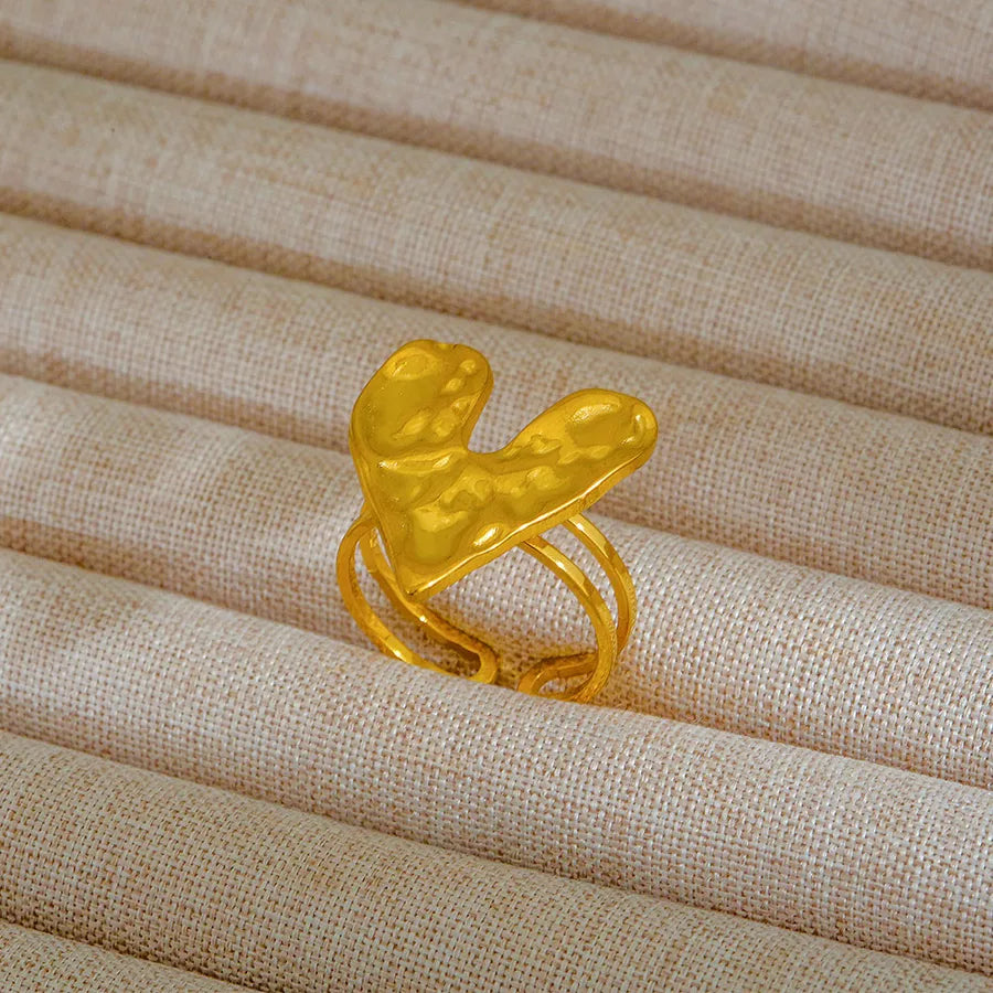 Adjustable 18K Gold Stainless Steel Ring 49