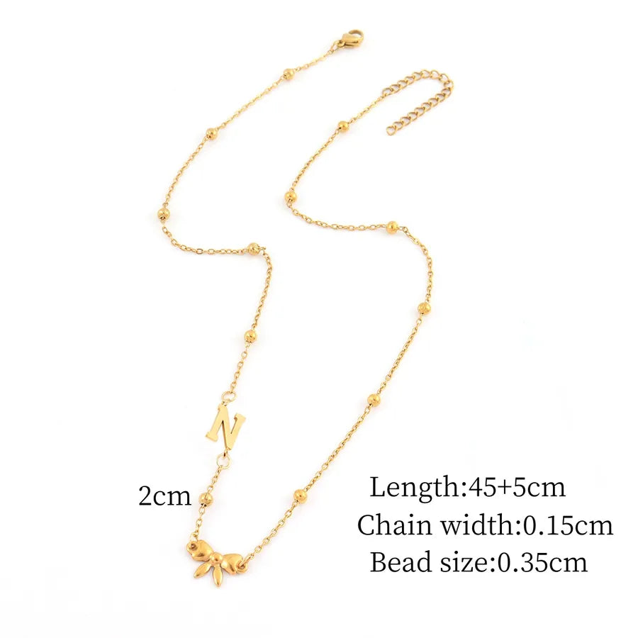 Gold Butterfly Knot Pendant Necklace Gold N
