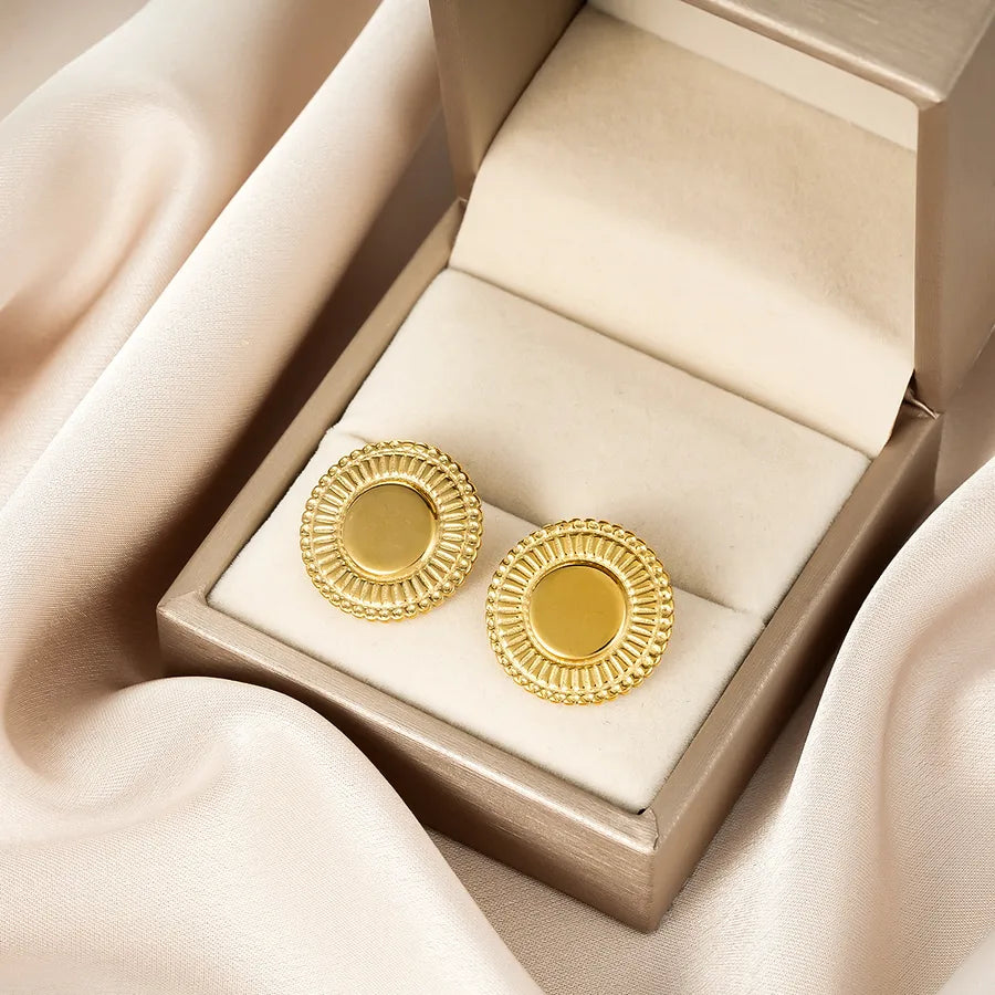 Irregular 18K Gold Plated Stainless Steel Earrings E1377-A (Gold Stud Earrings Pairs)