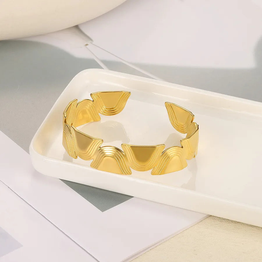 Oversized Gold Stainless Steel Bangle for Women