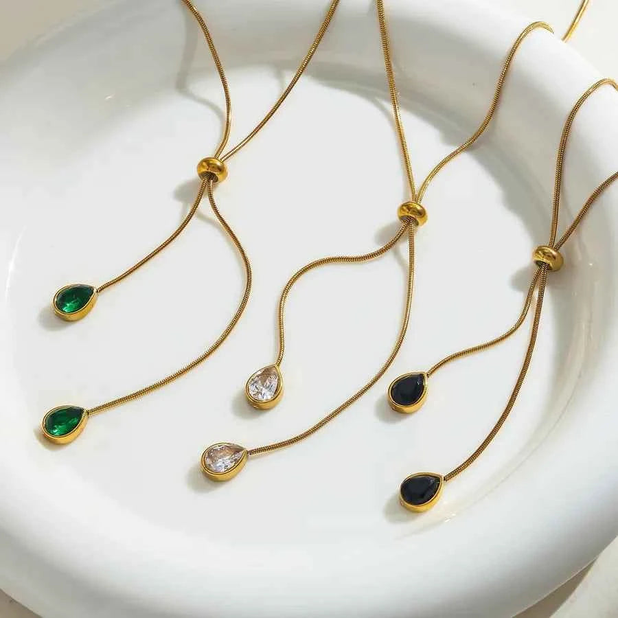 18K Gold Plated Teardrop Stainless Steel Necklace