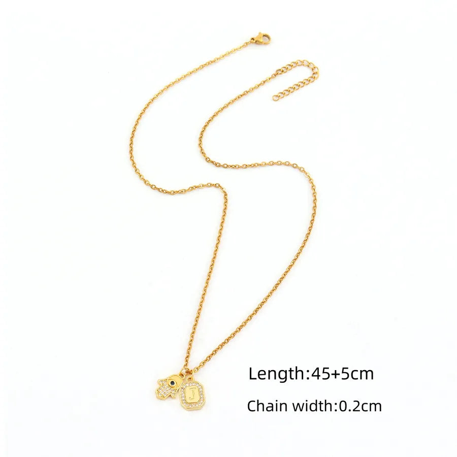 Gold Hand of Fatima Pendant Necklace Gold j