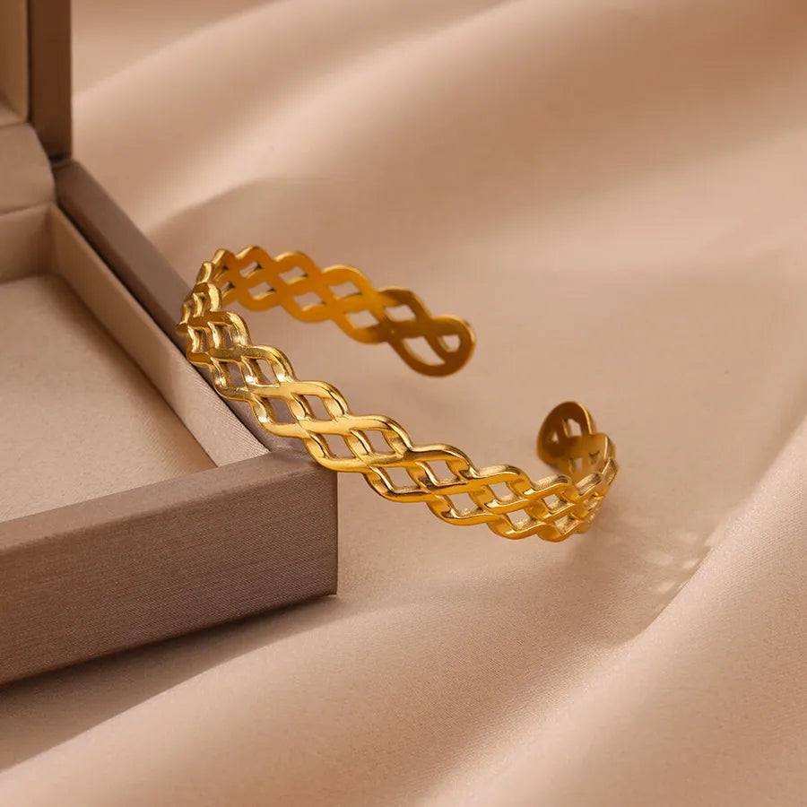 18K Gold Plated Hollow Chain Bracelet for Women