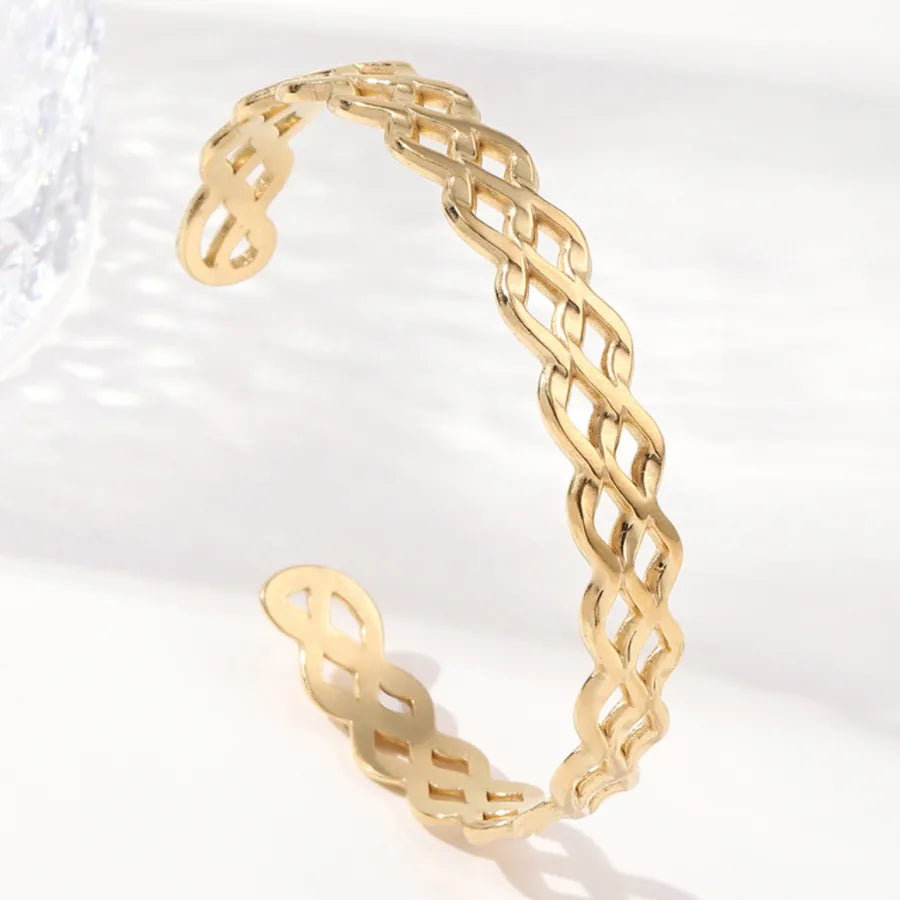 Unisex Titanium Steel Wide Cuff Bracelet WSZ014-2 Adjustable Opening