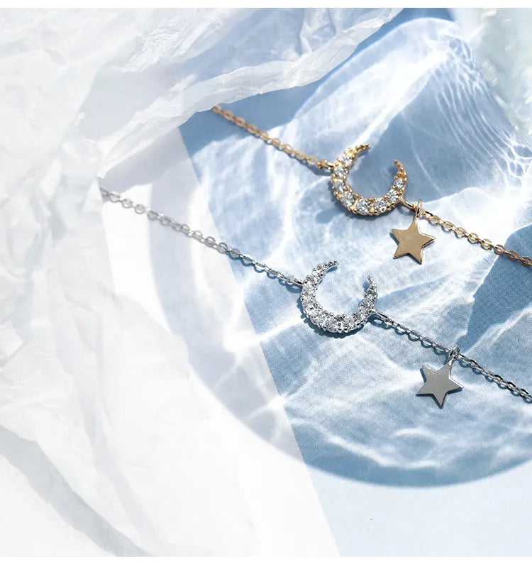 14K Gold Plated Moon & Star Bracelet