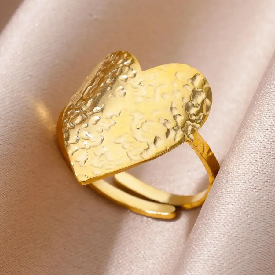 Gold Heart Open Ring for Women
