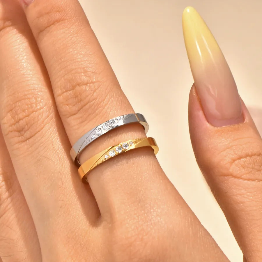 18K Gold Plated Titanium Steel Zircon Ring