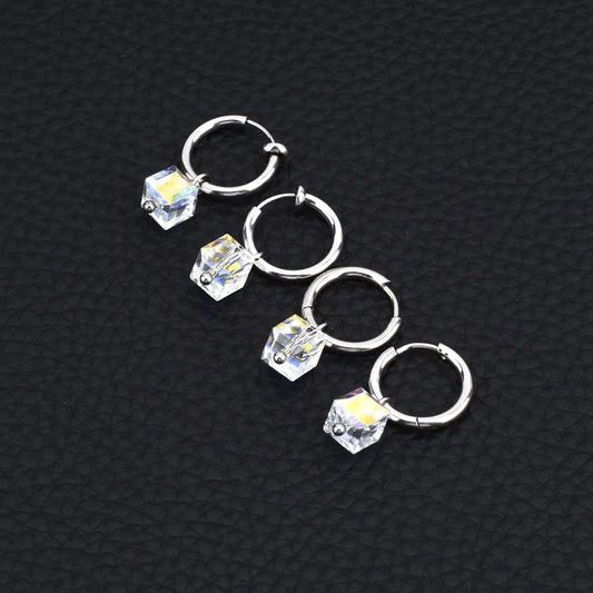 Unisex Geometric Titanium Steel Hoop Earrings