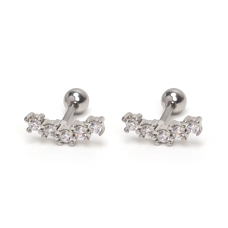 Minimalist Zircon Stainless Steel Ear Cuff Studs