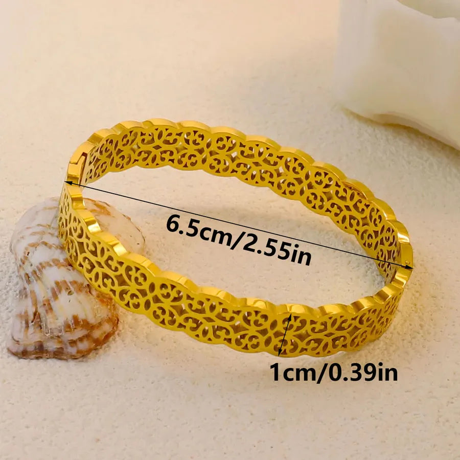 18K Gold Plated Zircon Hollow Stainless Steel Bracelet