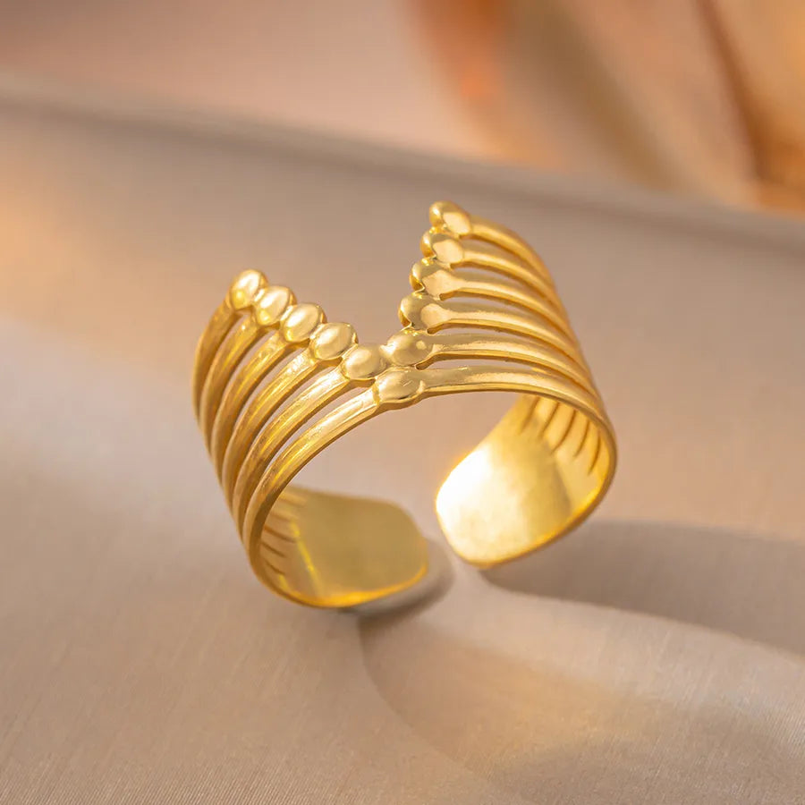 18K Gold Geometric Titanium Steel Open Ring K19 Gold Ring Adjustable