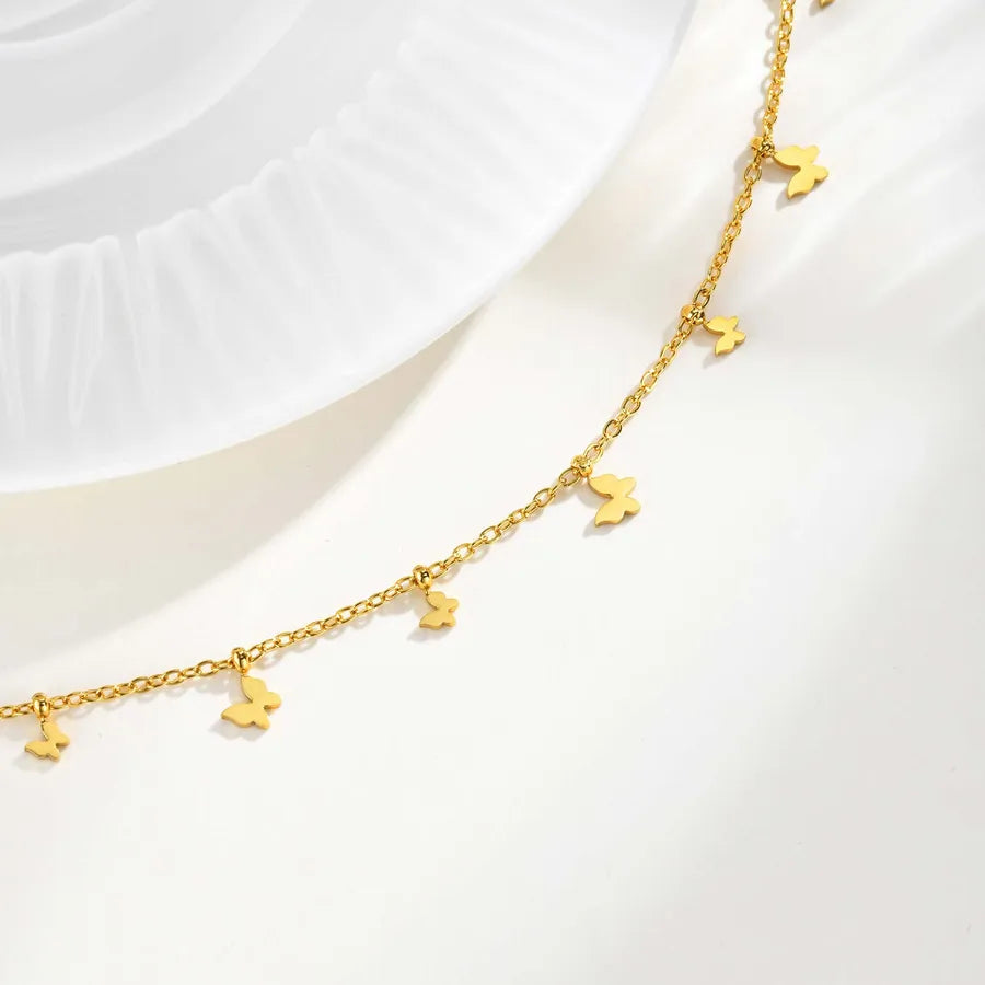18K Gold Butterfly Chain Bracelet for Women