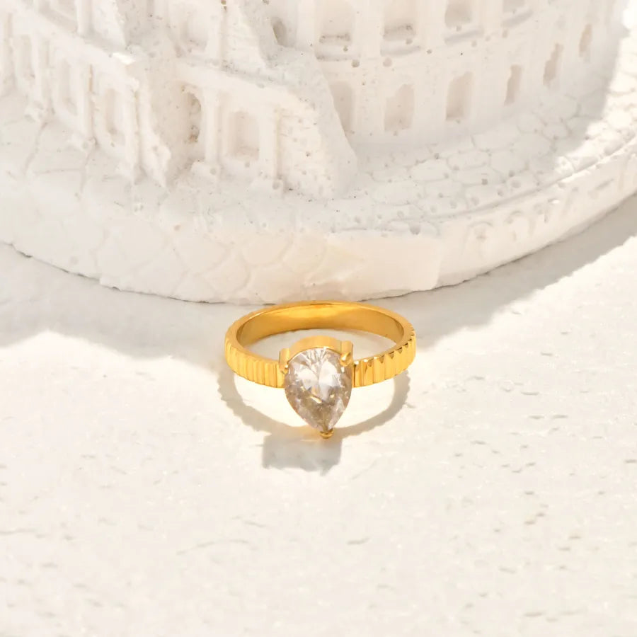 Gold Plated Pearl & Zircon Heart Ring Gold 2