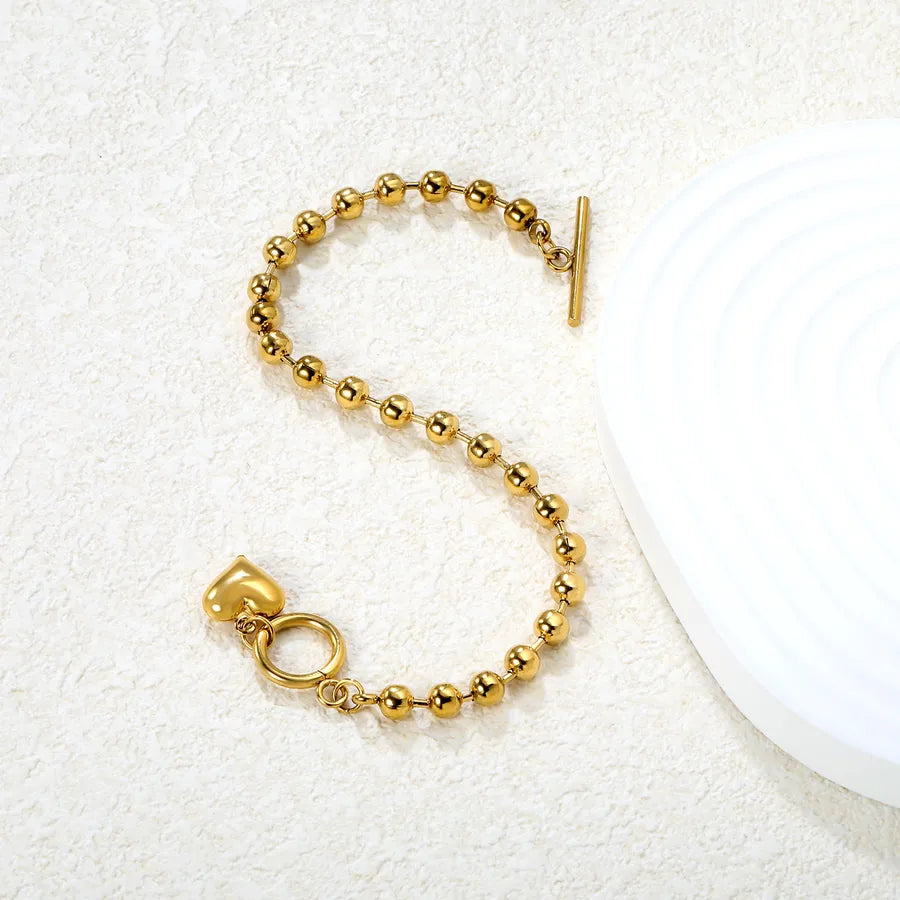 18K Gold Plated Stainless Steel Heart Bracelet
