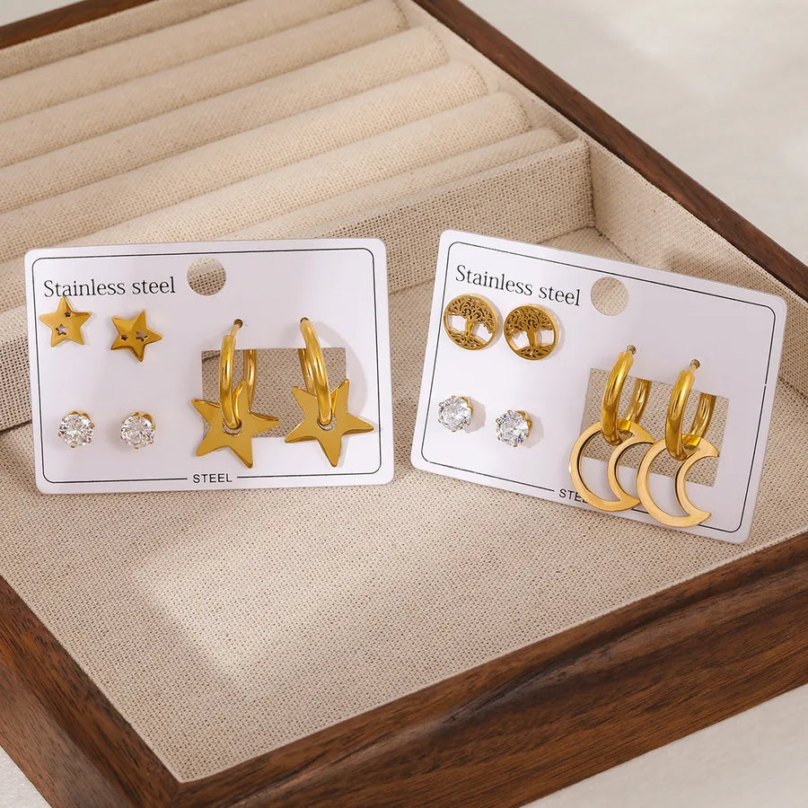 18K Gold Plated Star & Heart Drop Earrings