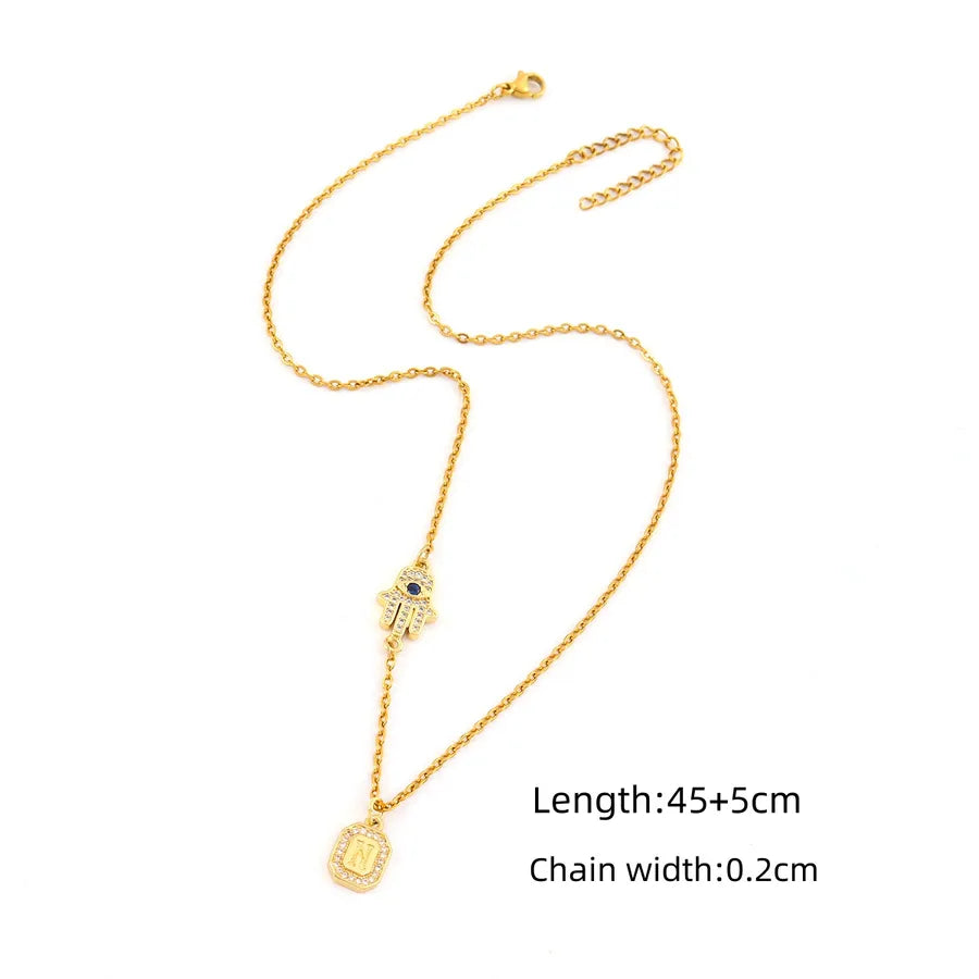 Gold Hand of Fatima Pendant Necklace Gold N