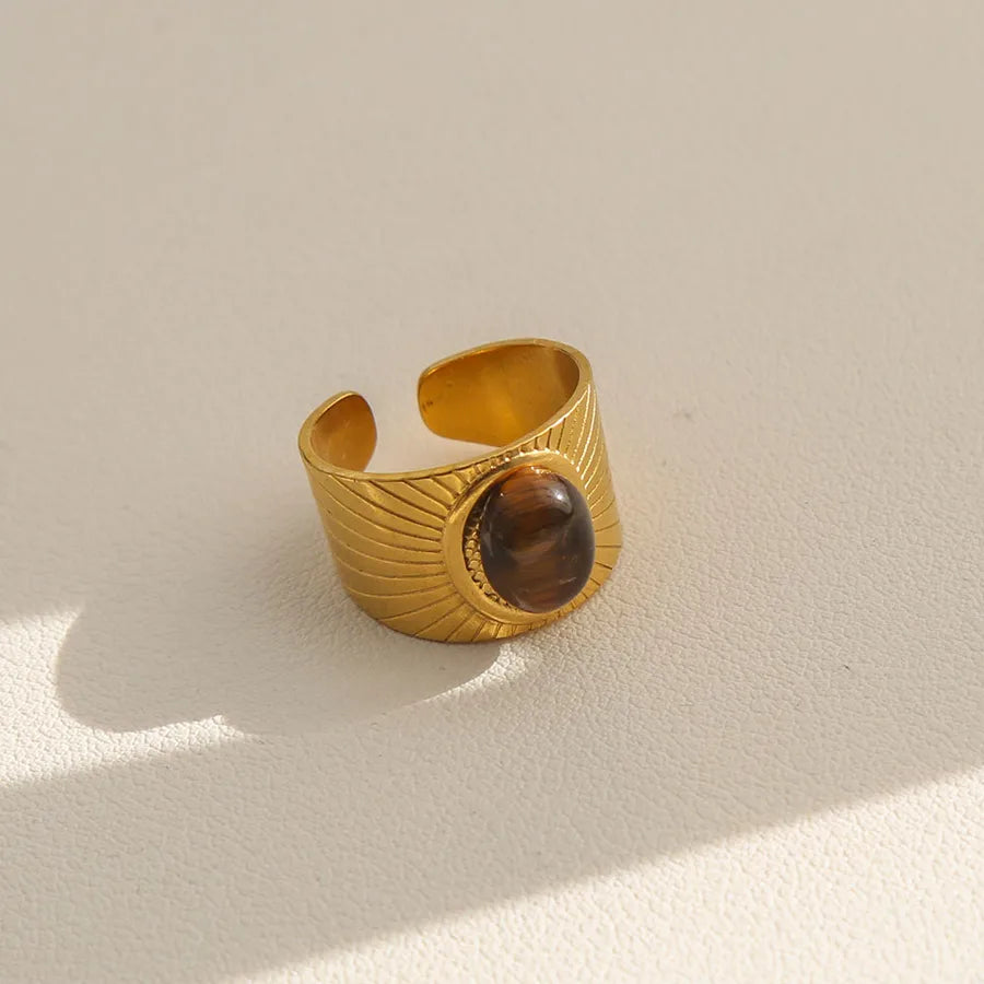 French Vintage Open Ring in Gold Stainless Steel 70