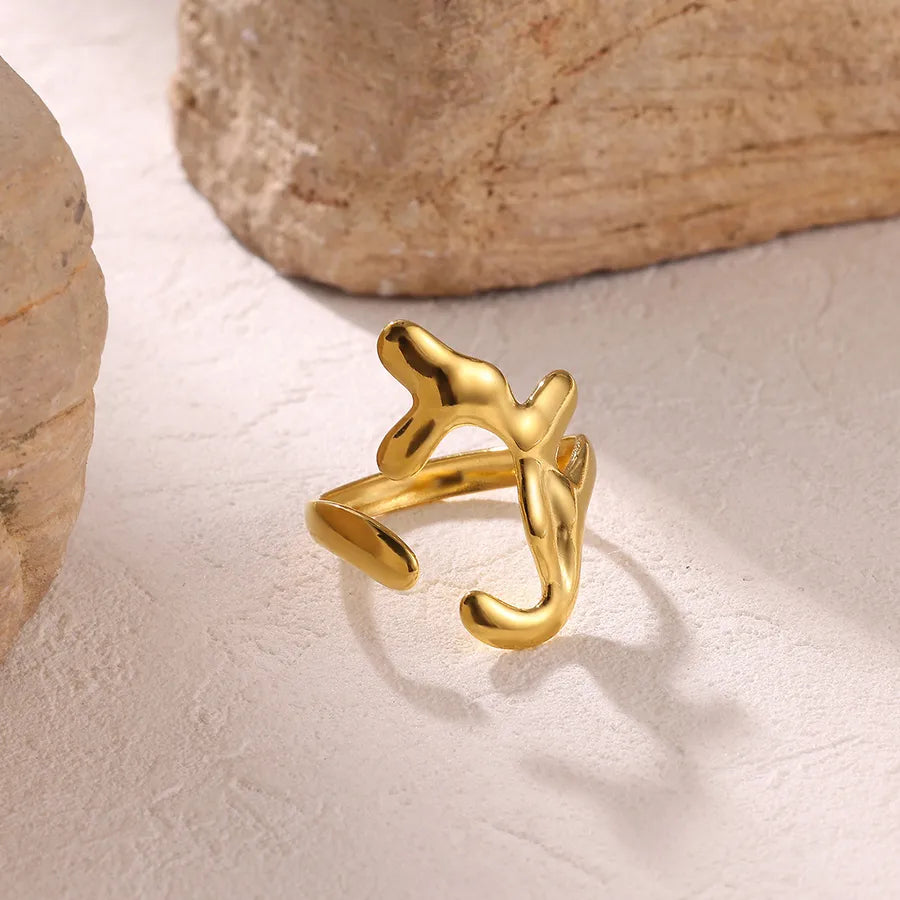 Retro Gold Zircon Flower Ring for Women Adjustable Opening G9098377