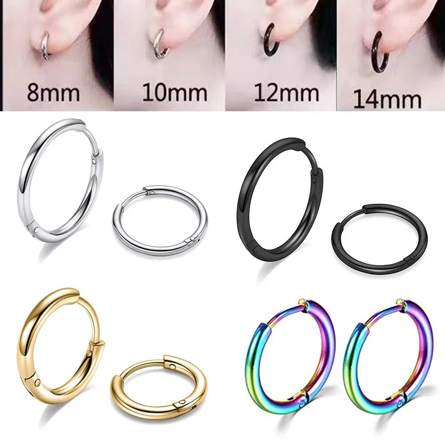 Men's Stainless Steel Round Hoop Earrings