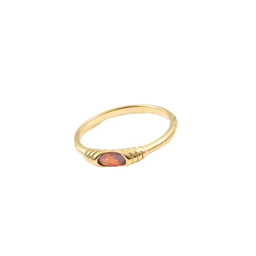 18K Gold Plated Red Zirconia Titanium Ring