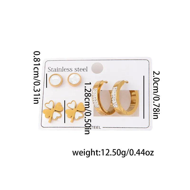 Titanium Steel Heart Earrings for Women Love Grass Titanium Steel 0960