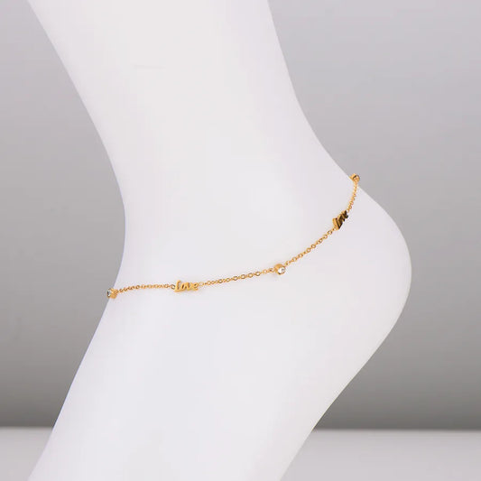 18K Gold-Plated Love Anklet for Women