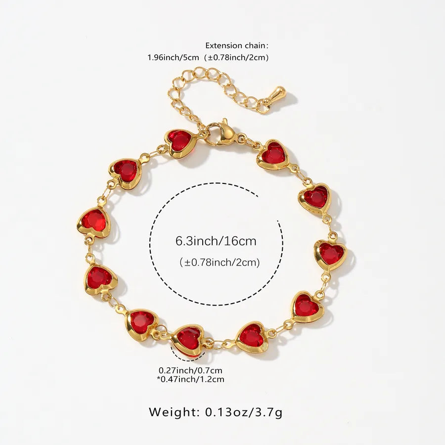 Gold Heart Bracelet with Crystal Accent